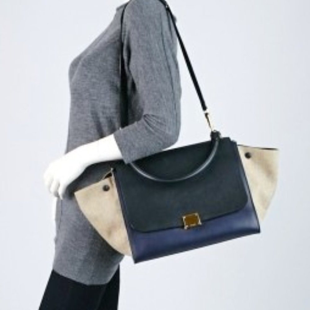 AUTHENTIC CELINE Trapeze Black Multi Shoulder Bag